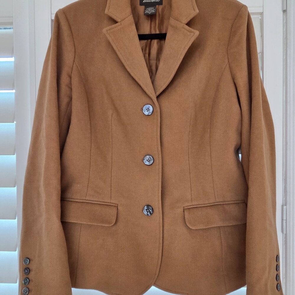 Eddie Bauer Classic Wool Blazer Tan Size M